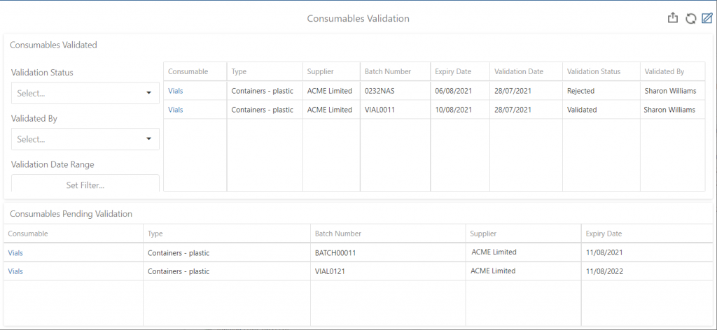 LIMS Consumable Validation Management